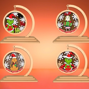 Funny Christmas Ornament Svg,Cartoon Christmas Ornament Laser Cut File Svg,Merry Grinchmas Ornament Svg,Christmas Decor ,Glowforge Svg File