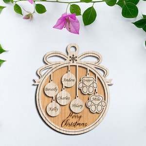 Personalized Family Christmas Ornament SVG, Merry Christmas svg, Pet Ornament svg, Ornament Laser File, Glowforge SVG files,Instant Download