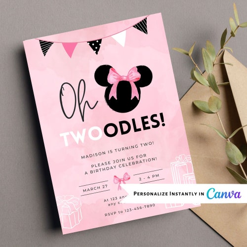 Minnie Mouse Invitation Minnie Mouse 2nd Birthday Invitation Etsy