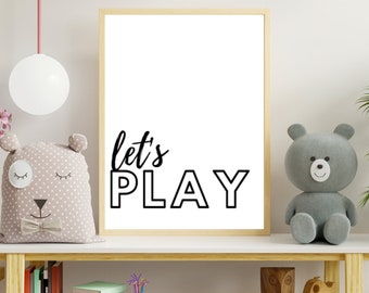DIGITAL FILE, Let's Play Print, Let's Play Wall Decor, Let's Play Sign, Playroom Decor, Playroom Sign,
