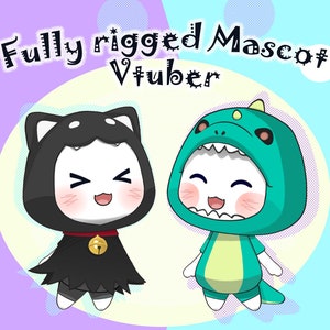 Chibi Mascot Dino Vtuber volledig opgetuigd live2D-model