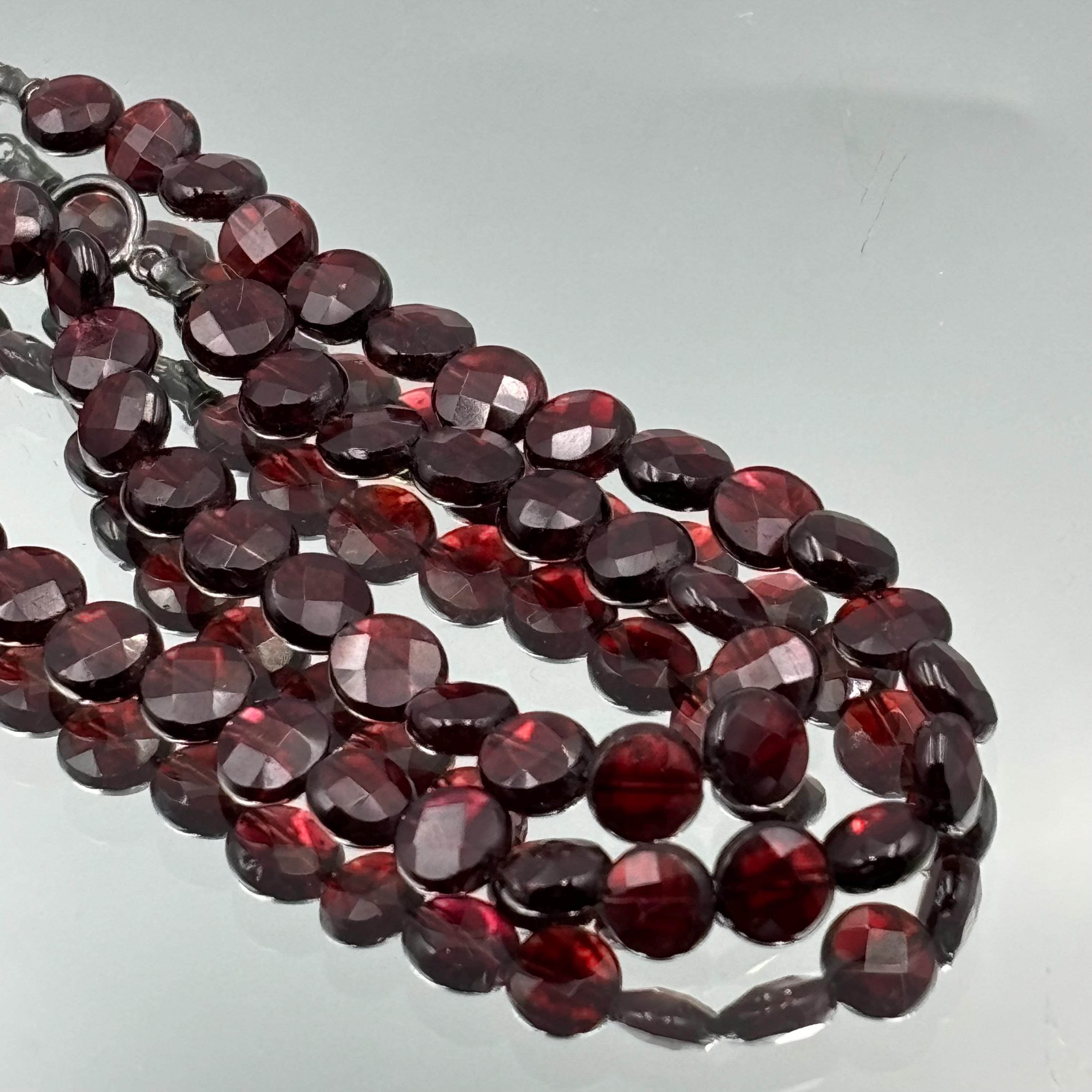 Collier Ras De Cou En Perles De Grenat Véritables - Fermoir Argent Ottoman - Neuf