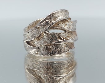 Vintage asymmetrical 925 sterling silver ring GR marked Gregg Ruth(?)