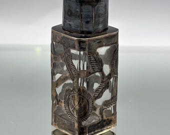 Vintage Mexiko 925 Sterling Silver Inkapslad Liten Parfymflaska Märkt 2,36" Hög