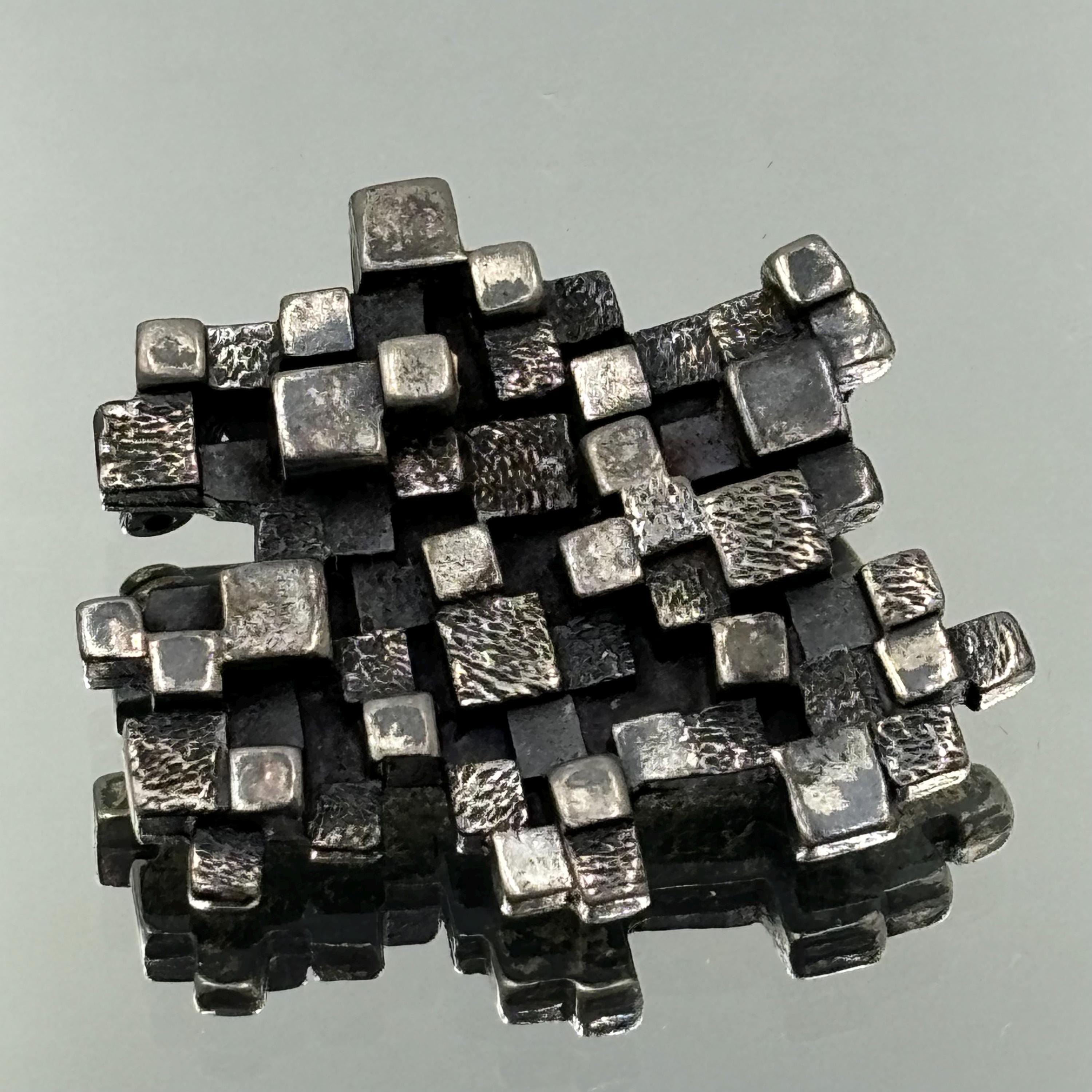 70's Gilles Guy Vidal Pewter Modernist  Brooch