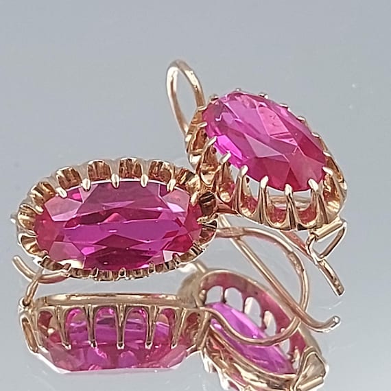 USSR period - 14 ct  Ruby Soviet Solid Rose Gold … - image 6