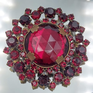 RARE Vintage  Flower Grand Brooch Old Czech, Crystal Glass, Jablonec-nad-Nicoy, Czech Crystal, Art Deco