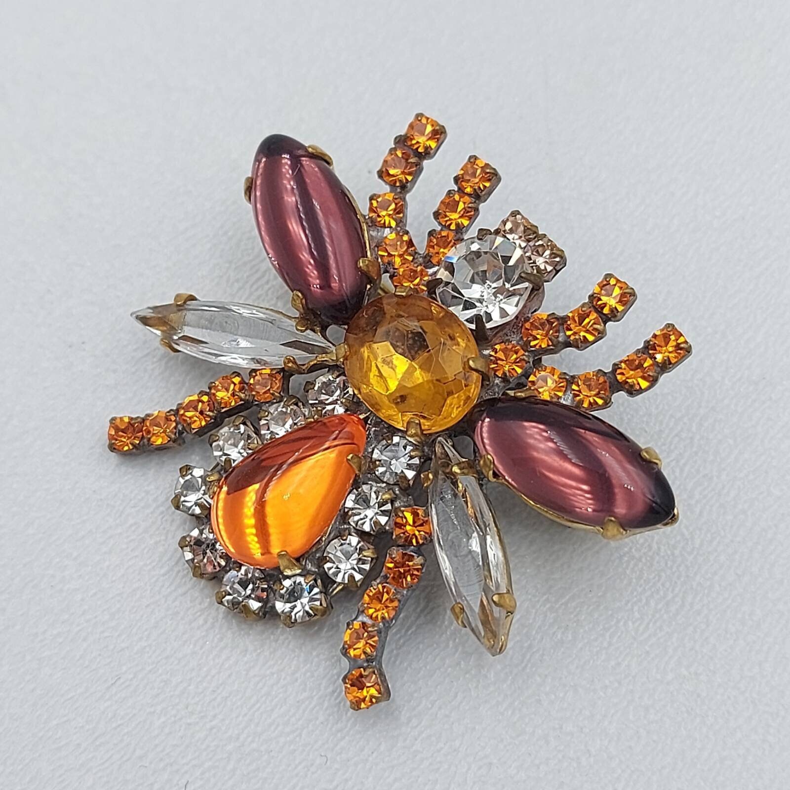 Art Deco Vaseline Uranium Glass ' Spider ' Vintage Brooch Pin