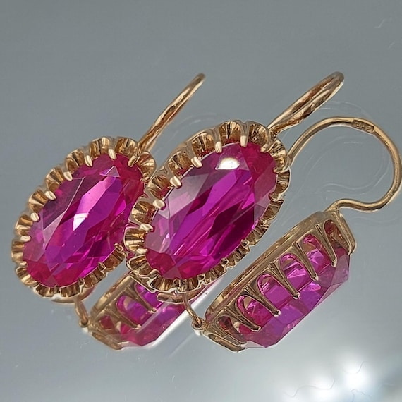 USSR period - 14 ct  Ruby Soviet Solid Rose Gold … - image 2