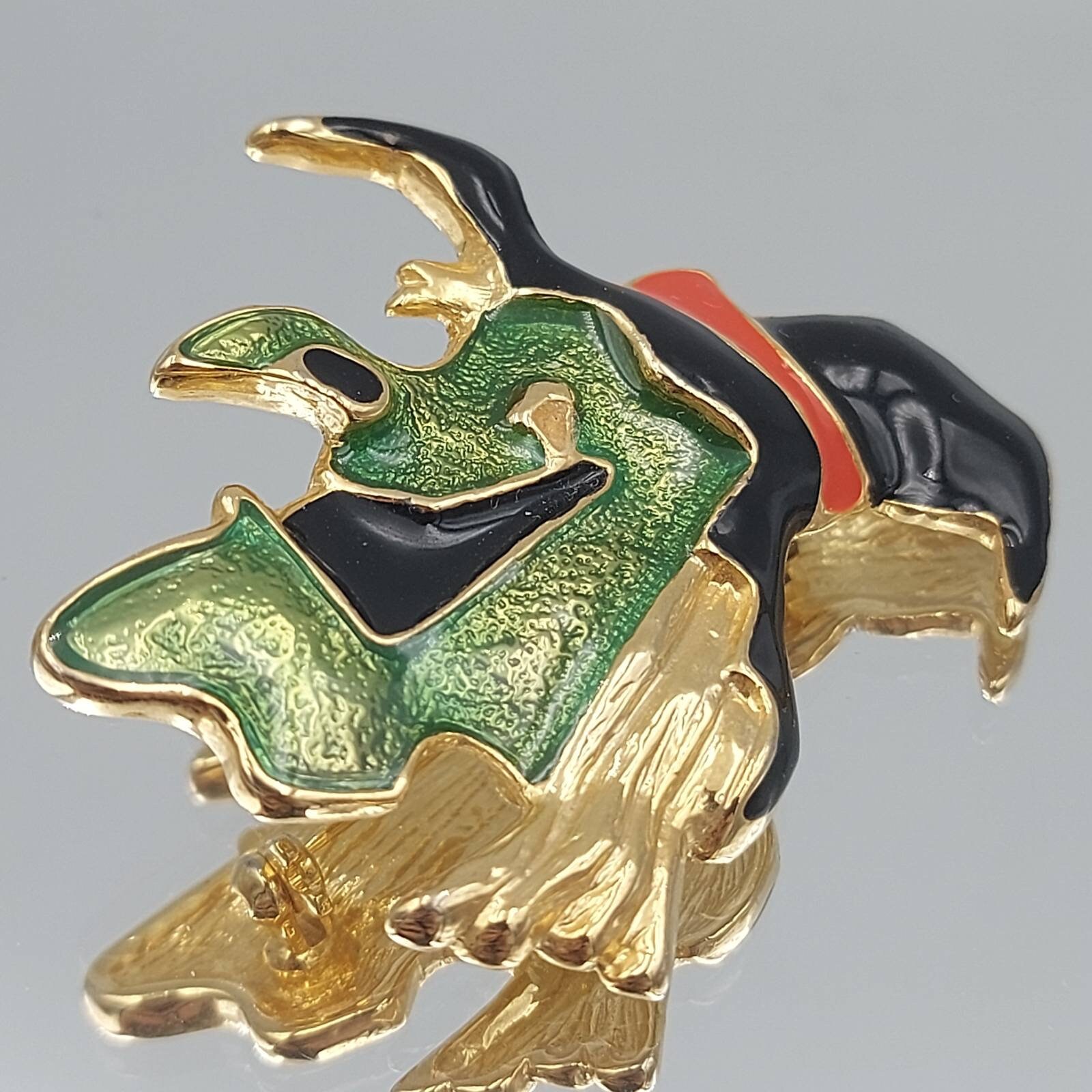 VTG  Enamel Brooch by FSJ Witch Halloween