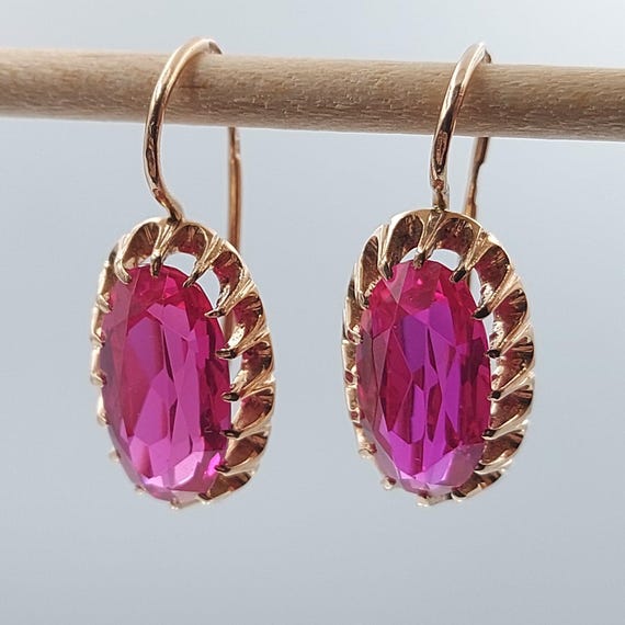 USSR period - 14 ct  Ruby Soviet Solid Rose Gold … - image 4