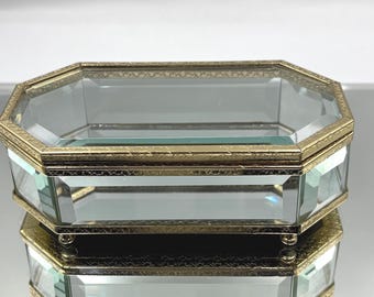 Vintage spegelglasprydnadsask, minnesask, 1980-talet