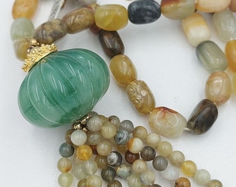 Vintage Necklace Natural Stones from Kenneth Jay Lane, Agate, Good for Present