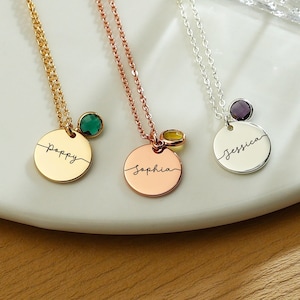Personalized Name Necklace With Birthstone,Esme Silver Name Necklace,Custom Jewelry,Birthday Gift,Personalized Gift For Her,Gift For Grandma image 1