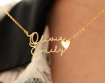 Custom Two Name Necklace,Gold Couple Name Necklace,Kids and Mom Necklace,Moms Jewelry,Charm Necklace,Mothers Gifts,Mothers Day Gifts