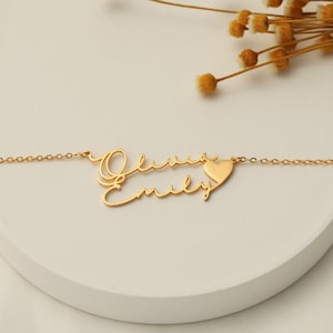 Custom Two Name Necklace,Gold Couple Name Necklace,Couple Necklace,Womens Jewelry,Charm Necklace,Gifts for Couple,Mothers Day Gifts image 6