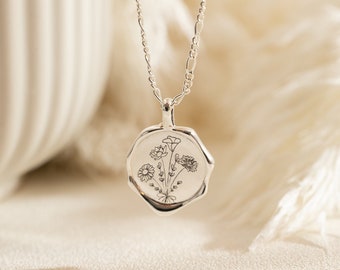 Collier de fleurs de naissance combiné, collier de famille en or, collier pour maman, collier pendentif, bijoux faits à la main, cadeau d'anniversaire, cadeaux de fête des mères