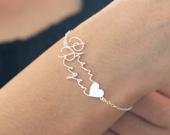 Bracelet personnalisé de nom de couple, bracelet à deux noms, bracelet pour elle, cadeaux pour couple, cadeaux pour mère, cadeau d’anniversaire, cadeaux de fête des mères des enfants