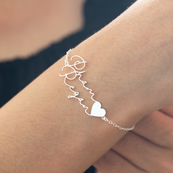Bracelet personnalisé de nom de couple, bracelet à deux noms, bracelet pour elle, cadeaux pour couple, cadeaux pour mère, cadeau d’anniversaire, cadeaux de fête des mères des enfants