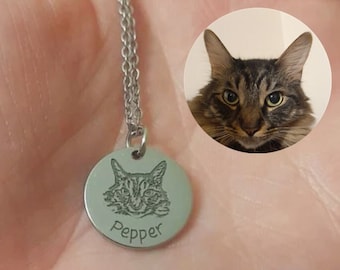 Personalized Pet Portrait Necklace,Custom Pet Necklace,Memorial Gift,Remembrance Pet Loss Gift,Engraved Jewelry,Pet Love,Dog Mom Gifts