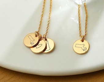 Gepersonaliseerde staat ketting, aangepaste sieraden, ketting voor vrouw, staat sieraden, gepersonaliseerde geschenken voor haar, lange afstand geschenk, relatiegeschenk