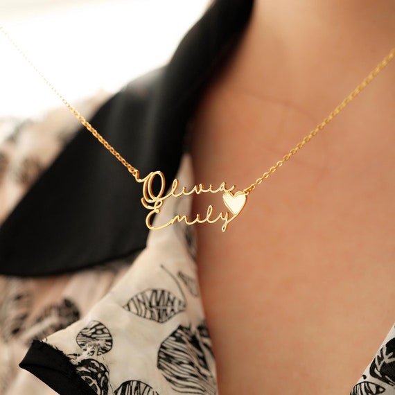 Custom Two Name Necklace Gold Couple Name Necklace Kids and Mom Necklace Moms Jewellery Mothers Gifts Birthday Gifts Valentines Day Gifts Etsy