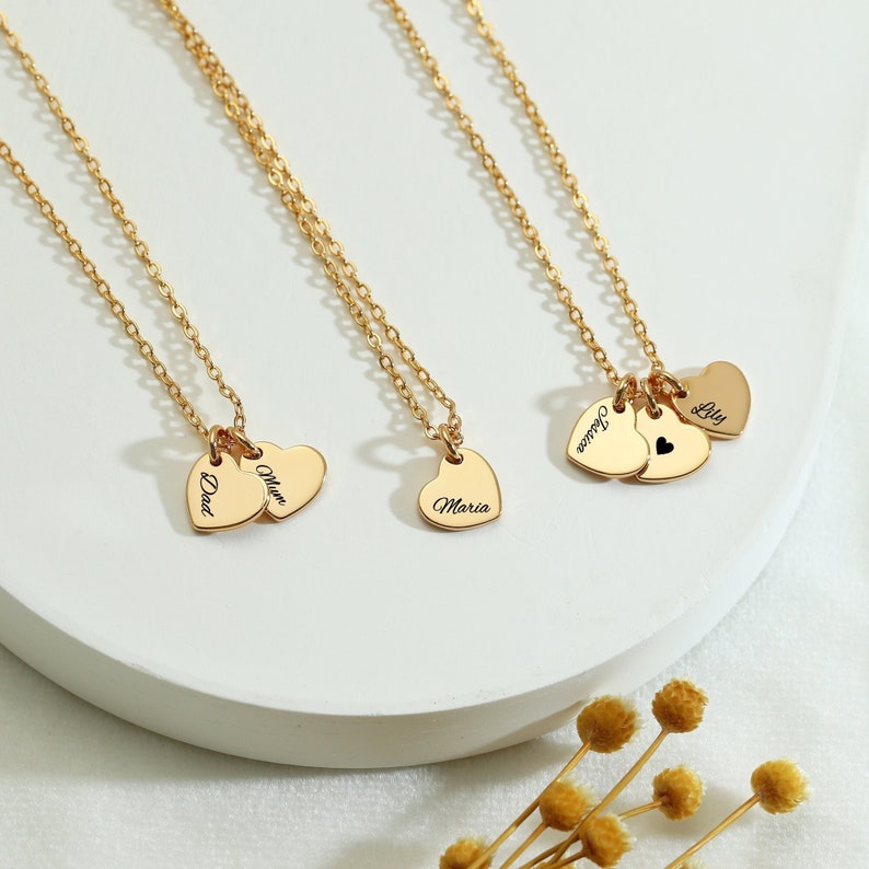 Tiny Family Name Necklace,Custom Gold Name Necklace,Necklace For Her,Personalized Gift for Mum,Jewelry For Woman,Mothers Day Gift for Her image 1