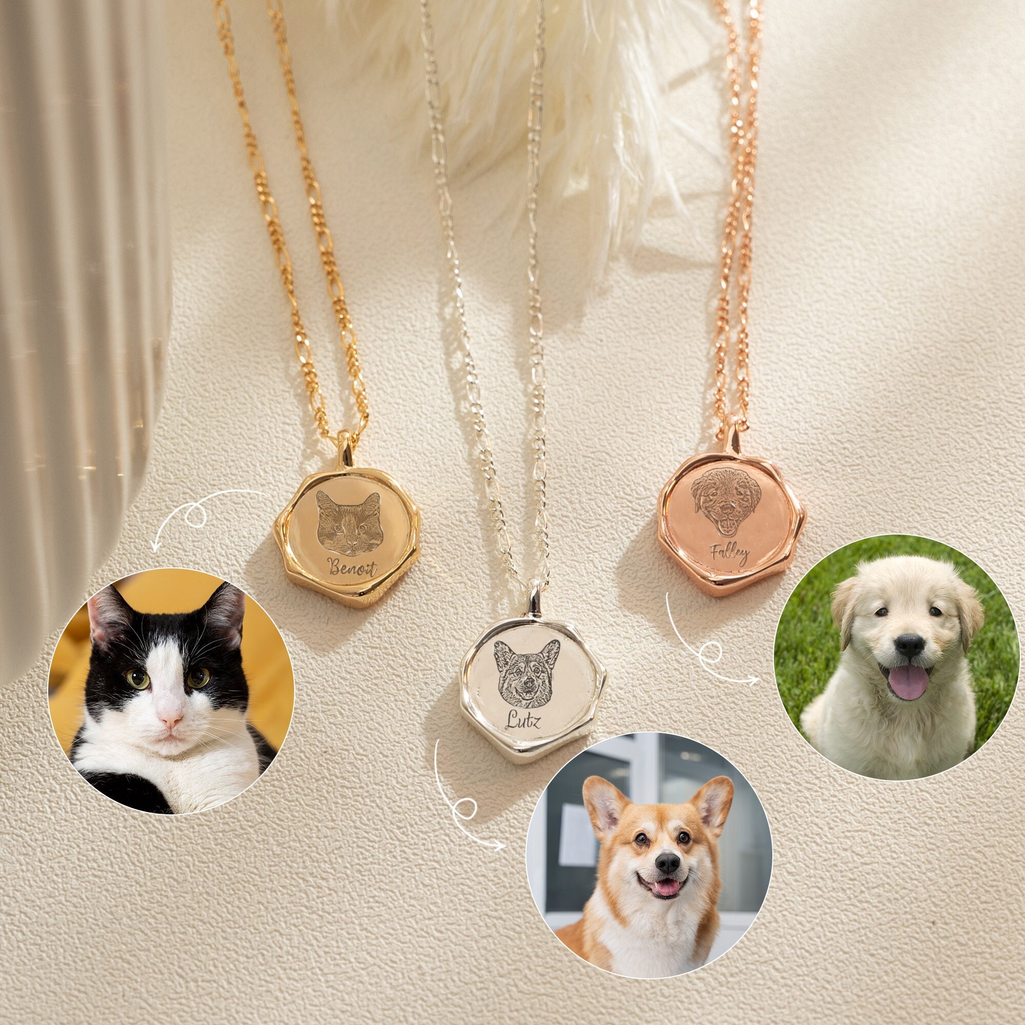 Pet portrait necklace deals