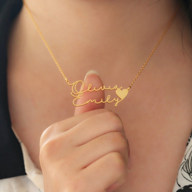 Custom Two Name Necklace,Gold Couple Name Necklace,Couple Necklace,Womens Jewelry,Charm Necklace,Gifts for Couple,Mothers Day Gifts image 4