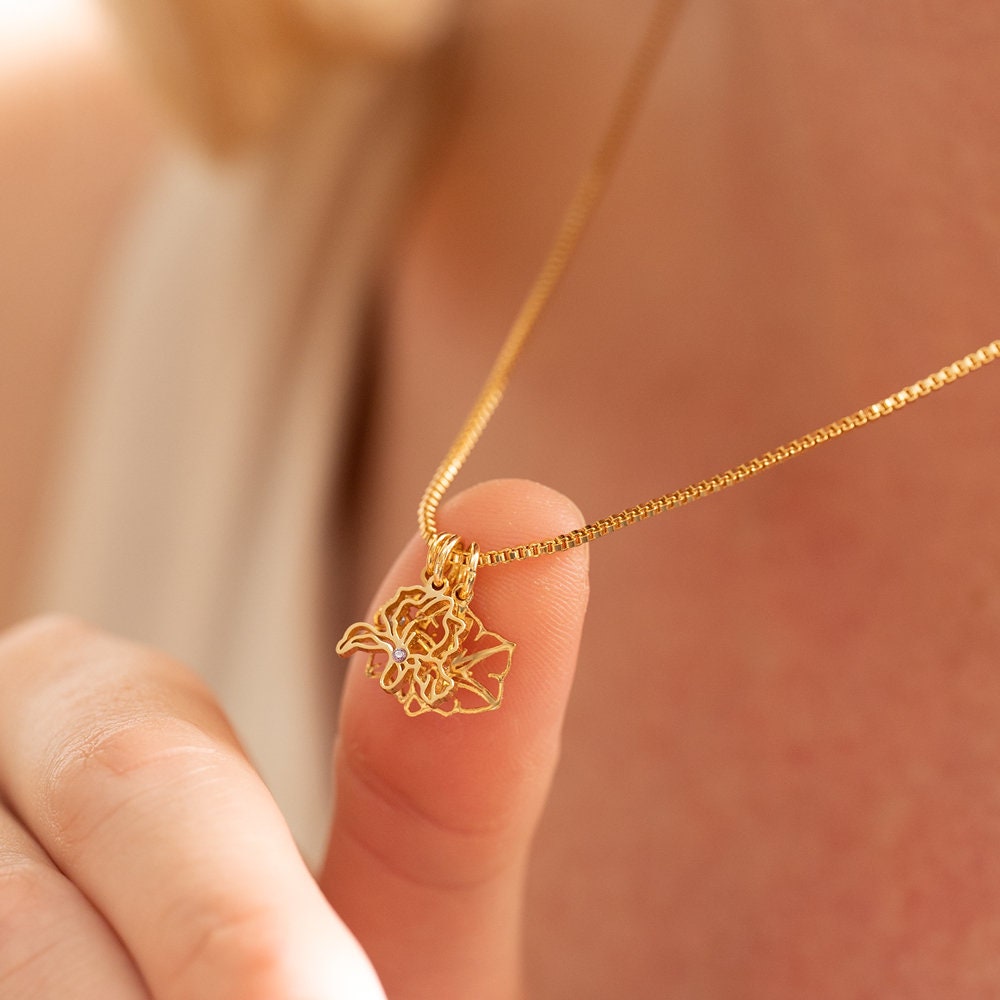 Dainty Birth Flower Necklace,Family Necklace For Mom,Silver Necklace For Woman,Birth Flower Jewelry,Personalised Gifts,Birthday Gift for Mom