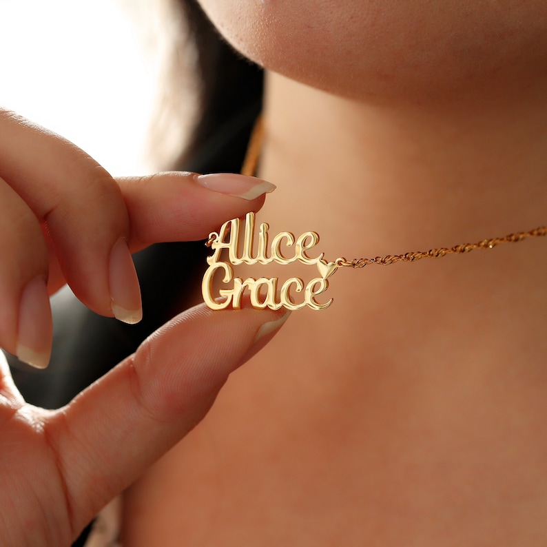 Custom Two Name Necklace,Gold Couple Name Necklace,Kids and Mom Necklace,Moms Jewelry,Charm Necklace,Mothers Gifts,Mothers Day Gifts image 5