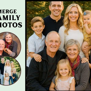 Realistic Merge of Different Photos, Add someone to Photo, Add Deceased Loved One to Photo, Mother Gift, The best Christmas gift for mom