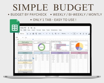 Planificador de presupuesto para Google Sheets, hoja de cálculo de presupuesto mensual, rastreador de presupuesto de cheques de pago, plantilla de presupuesto semanal, presupuesto quincenal, presupuesto fácil