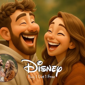 Pixar Style Portrait from Photo - Custom Digital Art - Personalized Cartoon Gift for Couples, Family, Kids - Unique Wall Art Printable