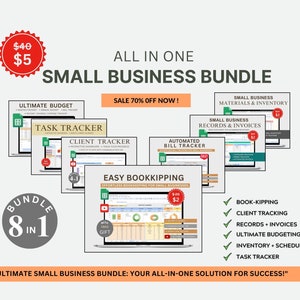 Small Business Bundle Bookkeeping Inventory Tracker Order Tracker Product Handmade Pricing Calculator Smart Bill Calendar Google Sheet Excel