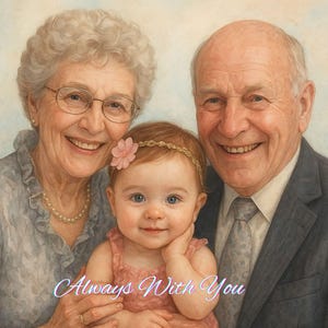 Retrato personalizado a partir de una foto, retrato familiar al óleo a partir de diferentes fotos, regalo por la pérdida de un padre, fusión de fotos, regalo conmemorativo para ella