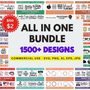 Mega SVG PNG Eps AI Bundle 1500+ designs free mockups