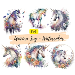 Watercolor Unicorn SVG: Floral Birthday Party Design (Digital Download)