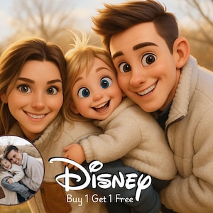 Pixar Style Portrait from Photo, Couple, Family, Pet Gift, Animated Style Portraits, Digital 3D Portrait, Gift, Digital Pixar Art