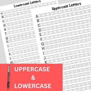 English Handwriting Practice Printable Sheets for Uppercase & Lowercase ...