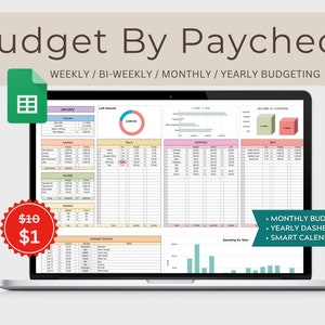 Budget By Paycheck Google Sheets Spreadsheet Monthly Budget Weekly Paycheck Budget Template Biweekly Budgeting Paycheck Expense Tracker