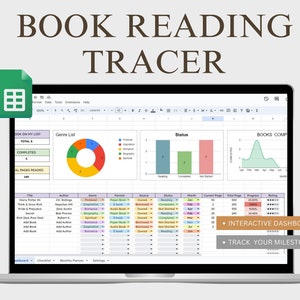 Localizzatore di libri ed elenco di letture Foglio di calcolo Fogli Google Localizzatore semplice delle abitudini di lettura Inventario del diario di lettura Agenda mensile digitale Amante dei libri