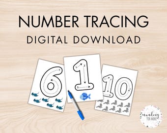 Ocean Animal Number Tracing Worksheets: Preschool Math Practice (PDF Download