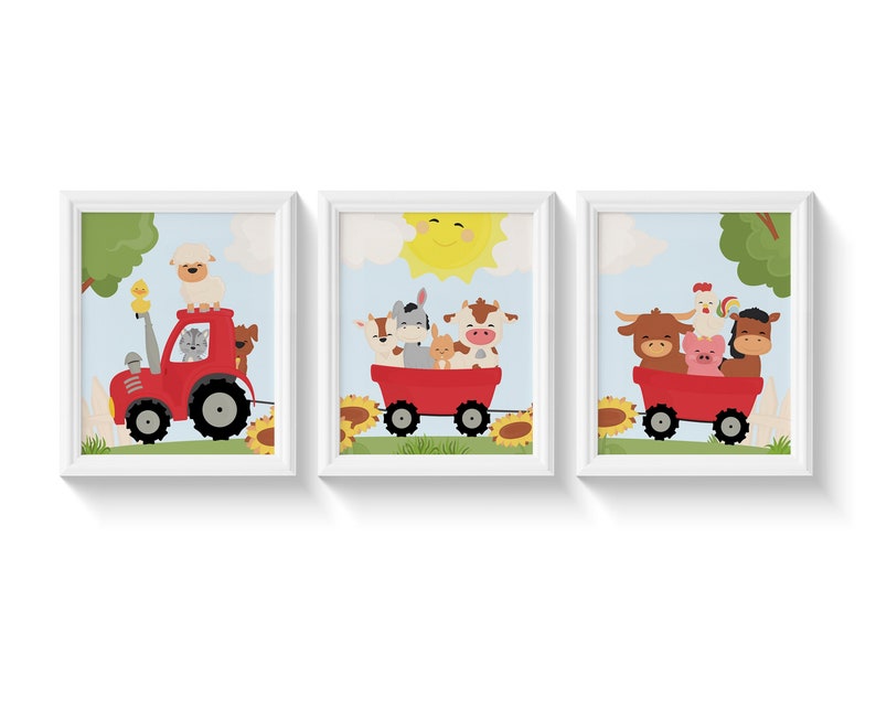 Farm Animals Nursery Artwork Framed Baby Animal Decor for Etsy