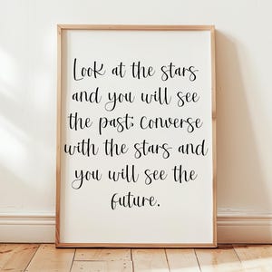 Look at the Stars Wall Art, Past and Stars Quote Printable, Celestial Inspirational Art, Digital Download, Night Sky Decor