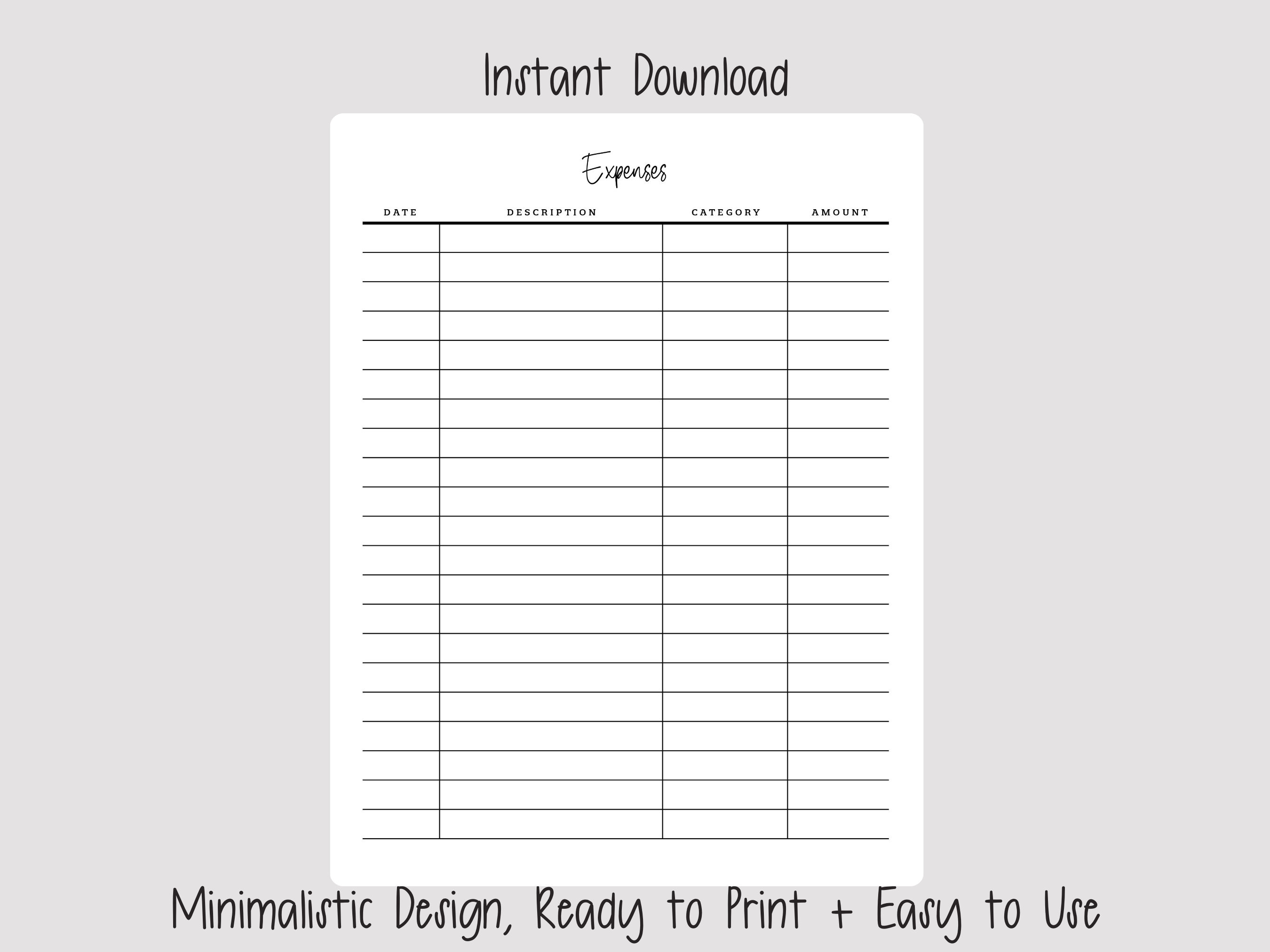 Printable Expense Tracker With Categories | Printable Expense Tracker ...