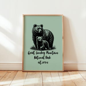 Black Blue Bear Smokey Mountains Wall Art, Smokey Mountains, Grizzly Bears, Gatlinburg Decor, US National Parks,National Park Poster