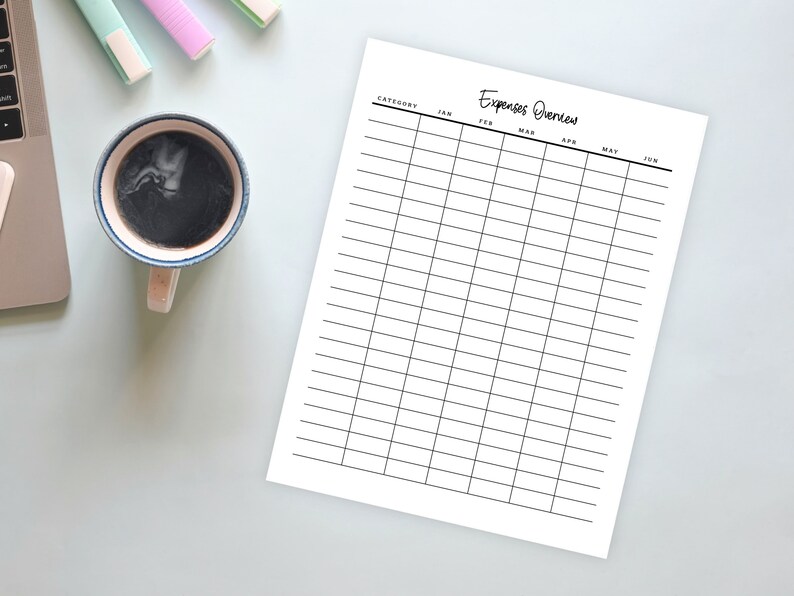 Expense Overview Tracker | Expense Overview Printable | Printable ...