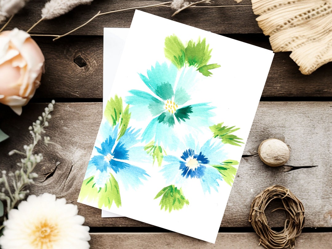 Wee Blue Coo Grußkarte – Aquarell-Design, Blanko Innen, 17,5x12,5 Cm, Hochwertig