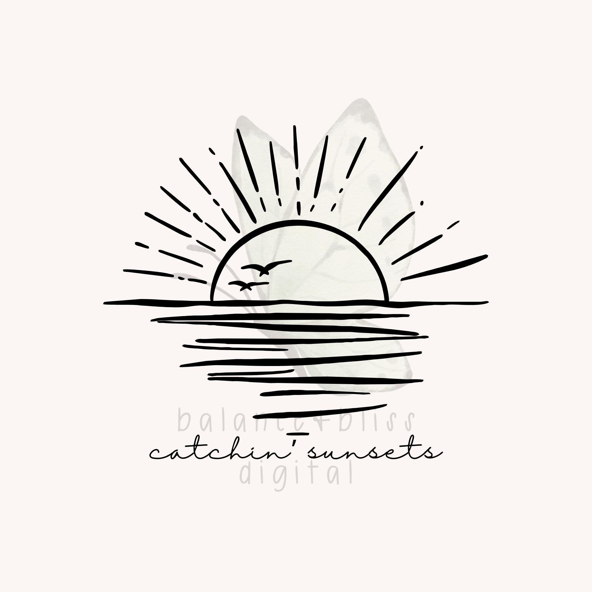 Catchin' Sunsets SVG,  Sunrise Scene PNG, Sun Set Inspired SVG, Sunset With Waves, Ocean Lover Svg, Beach Vibes Svg, Ocean and Sun Svg